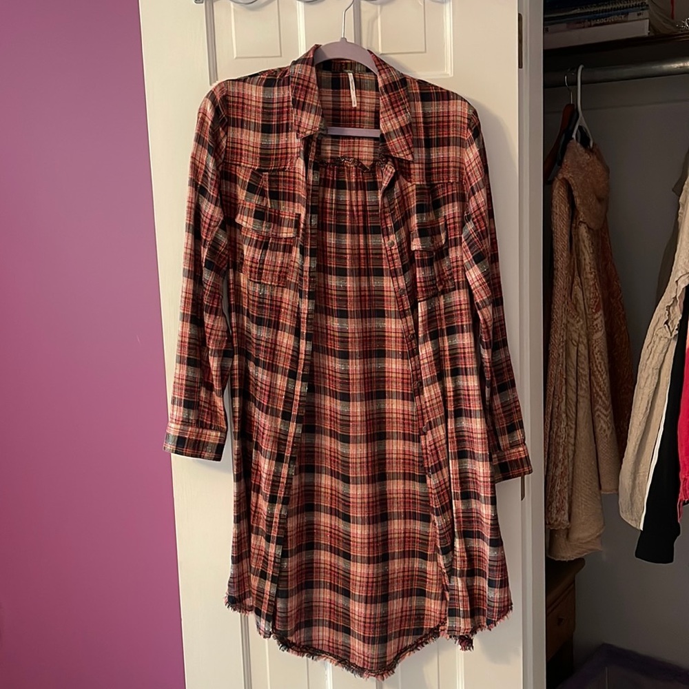 Free People Plaid Button down
